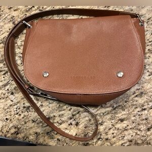 Longchamp Le Foulonne Leather Saddle Bag - Brown